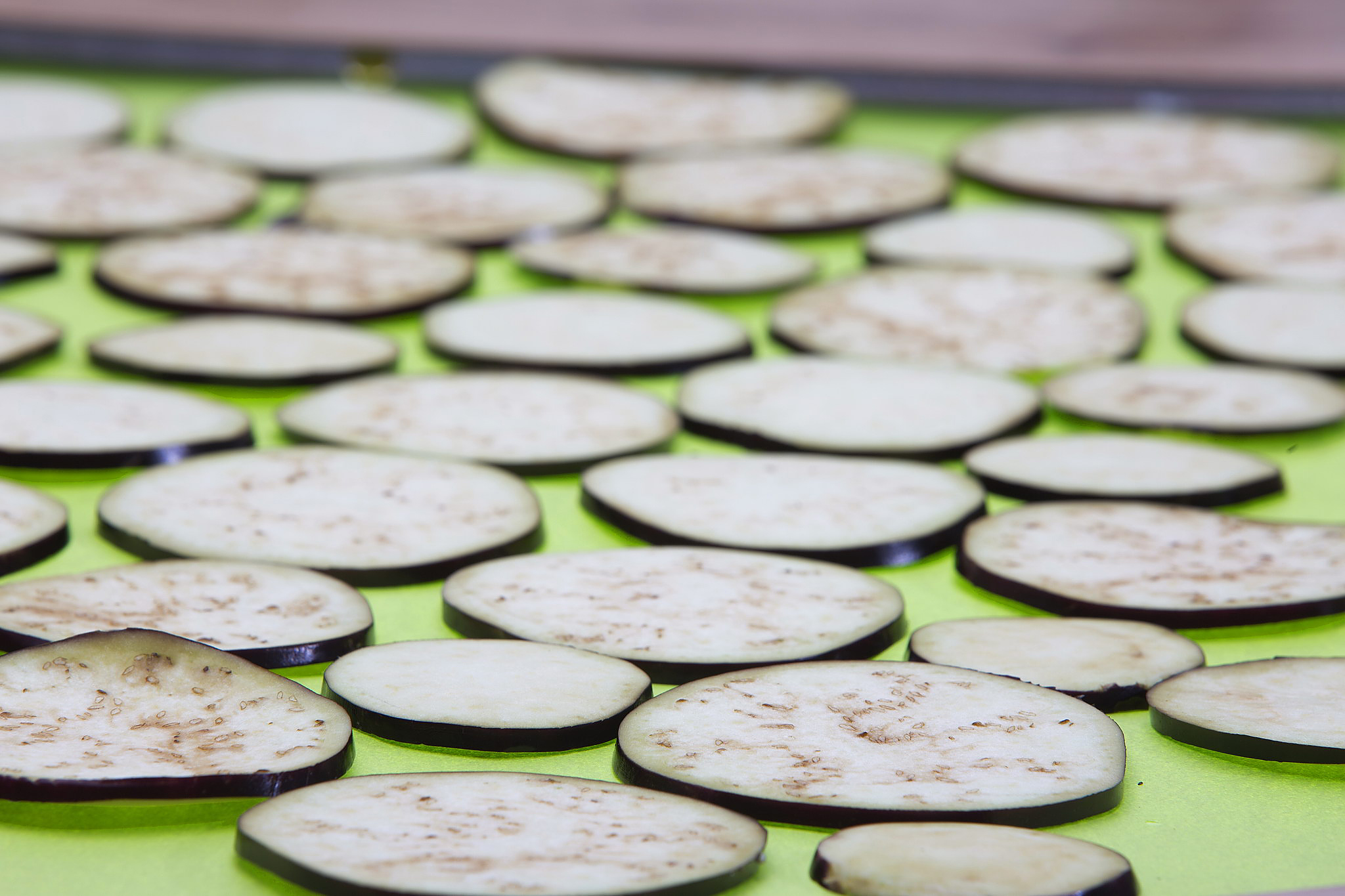 Sliced Aubergine on the Cutting Board
