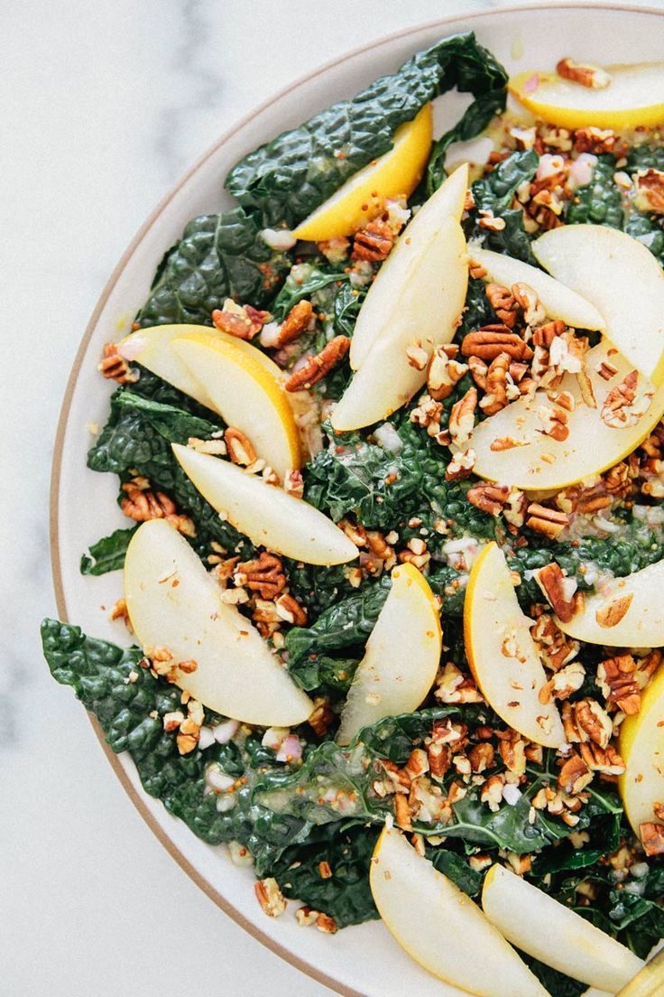 Kale and Asian Pear Salad via A House in the Hills