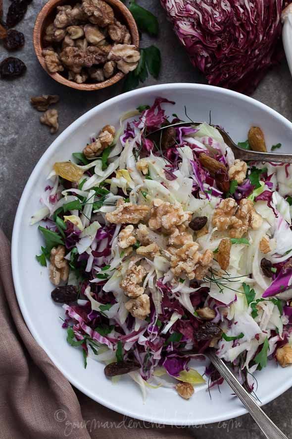 Red Cabbage, Radicchio and Endive Salad Recipe | A Winter Salad via @Sylvie | Go...