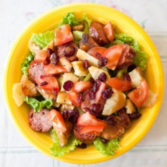 Summer Salad Styling Tips. Italian sausage with roasted potatoes makes this sala...