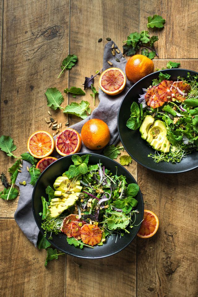 A delicious, winter salad featuring blood oranges and balsamic vinegar