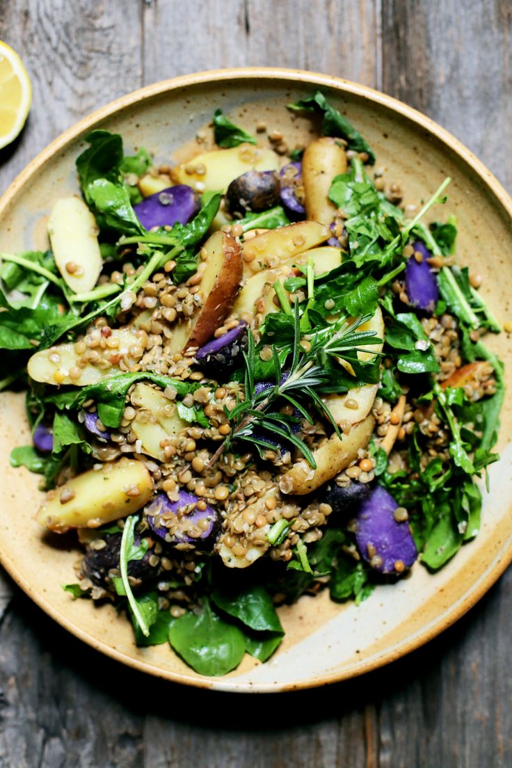 Potato, Arugula, and Lentil Salad with Rosemary  | #recipe #Healthy #Easy #Recip...