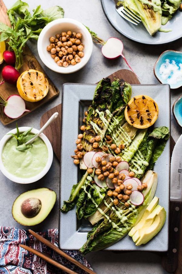 Grilled Romaine Green Goddess Salad feels like springtime on a plate! The smokey...