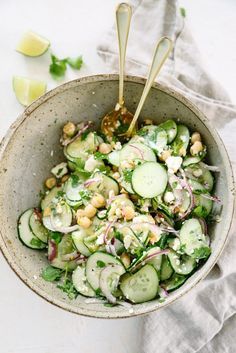 This Simple Cucumber Salad with Lime Vinaigrette is a perfect & easy side dish! ...